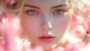 Pink Blossom Beauty Mobile Wallpaper, Artistic Portrait Background Free