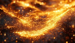 Golden Glittering Particle Wave Mobile Wallpaper, Abstract Sparkle Background
