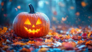 Halloween Pumpkin Wallpaper, Spooky Mobile Background, Autumn Leaves Scenery