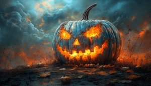 Halloween Pumpkin Wallpaper 4K Desktop Background, Scary Jack-o'-Lantern Art