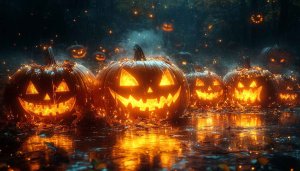 Spooky Halloween Pumpkins 4K Desktop Background Mobile Phone Wallpaper
