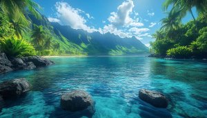 Tropical Island Ocean 4K Desktop Wallpaper, Free Exotic Landscape Background