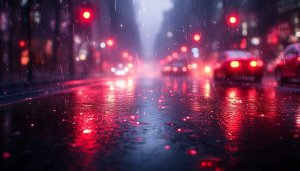 Rainy Night City Street Car Lights Mobile Wallpaper 4K