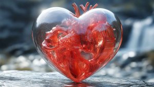 Anatomical Heart 4K Desktop Wallpaper, Red Crystal Heart Structure