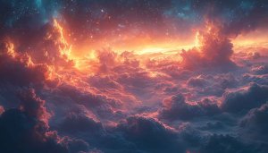 Fiery Cloudscape 4K Wallpaper, Epic Sky Mobile Background
