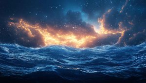 Ocean Waves with Fiery Sky 4K Desktop Background Free