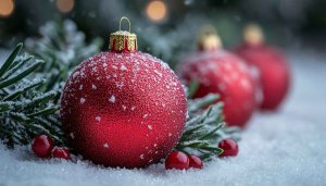 Festive Red Christmas Ornament Mobile Wallpaper Background for Free