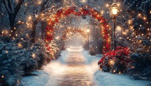 Magical Winter Wonderland Christmas Lights Desktop Wallpaper 4K Background