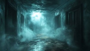 Eerie Foggy Hallway 4K Wallpaper, Spooky Dark Room Background