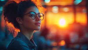 Sunset Portrait Woman with Glasses 4K Mobile Wallpaper Free