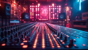 Free Sound Mixing Console Mobile Wallpaper, Stage Lights Background Image