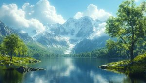 Snow Mountain Lake View Desktop Background for Mobile Wallpaper Free