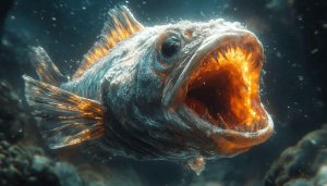 Scary Angler Fish Open Mouth 4K Mobile Wallpaper Free