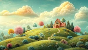 Whimsical Cottage Mobile Wallpaper, Fairy Tale House Desktop Background 4K