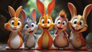 Cute Cartoon Bunny Rabbits 4K Desktop Background Easter Wallpaper