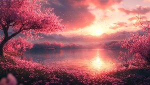 Pink Cherry Blossom Scenery 4K Desktop Mobile Wallpaper Free