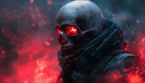 Scary Glowing Red Skull Wallpaper, Dark Fantasy Mobile Background