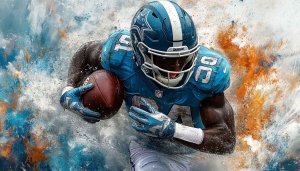 Detroit Lions Running Back 4K Wallpaper | NFL Mobile Background