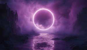 Neon Portal Mobile Wallpaper, Purple Aesthetic 4K Desktop Background