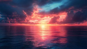Fiery Ocean Sunset 4K Desktop Background Free Mobile Wallpaper