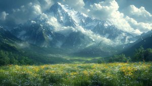 Alpine Meadow 4K Desktop Background - Free Mountain Wallpaper