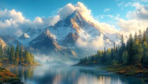Majestic Snow Mountain Landscape 4K Desktop Background Scenic Wallpaper