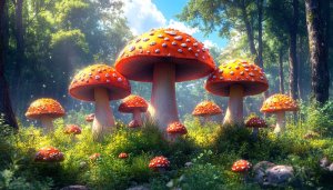 Whimsical Mushroom Forest Mobile Wallpaper - Free Fantasy Background