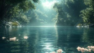 Serene Lake With Lotus Flowers 4K Desktop Background Wallpaper