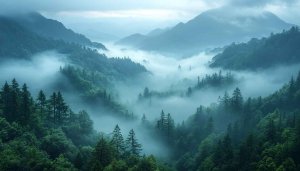 Misty Mountain Forest 4K Desktop Background - Free Nature Wallpaper