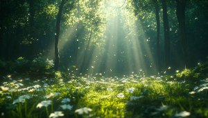 Sunlit Forest Meadow Flowers 4K Desktop Mobile Background Wallpaper