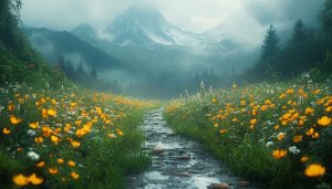 Mountain Meadow Flowers 4K Desktop Background - Free Mobile Wallpaper