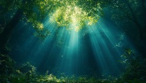Sunlight Forest Mobile Wallpaper - Emerald Green Nature Background