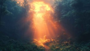 Golden Hour Forest Rays 4K Desktop Wallpaper, Nature Mobile Background