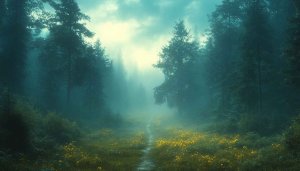 Misty Forest Path 4K Desktop Background Mobile Wallpaper Free