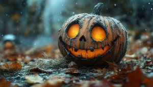 Scary Halloween Pumpkin Desktop Background Winter Theme Wallpaper 4K
