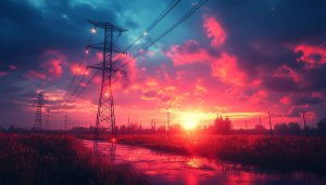 Power Lines Sunset Scenery 4K Desktop Mobile Background Wallpaper