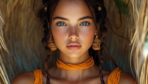 Beautiful Girl Portrait with Blue Eyes 4K Mobile Wallpaper