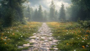 Scenic Forest Path Mobile Wallpaper - Field Flowers Desktop Background 4K