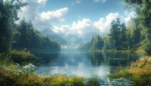 Serene Lake Mountain Scenery 4K Desktop Background Mobile Wallpaper