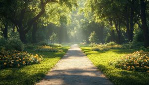 Sunlit Park Path 4K Desktop Background Free Mobile Wallpaper
