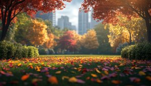 City Park Autumn Foliage 4K Desktop Background Mobile Wallpaper