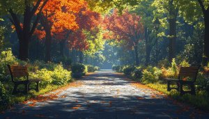 Autumn Park Path 4K Desktop Wallpaper Landscape Scene