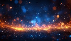 Glowing Orange Blue Bokeh Sparkle Abstract Art Wallpaper