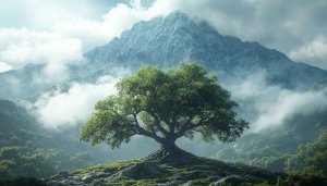 Misty Mountain Tree Landscape Mobile Wallpaper 4K Desktop Background