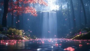 Waterfall Forest Scenery 4K Desktop Wallpaper Free Mobile Background