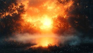 Fiery Sunset Landscape Wallpaper, Nature Photography Background For Desktop