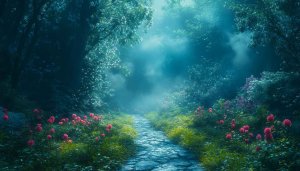 Enchanted Rose Garden Path Free Mobile Wallpaper Background 4K