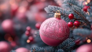 Pink Christmas Ornament Wallpaper Mobile Background Festive Holiday Theme