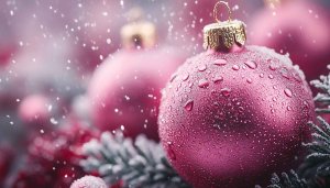 Festive Pink Christmas Ornaments Desktop Wallpaper 4K Mobile Background