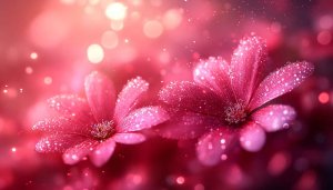 Pink Flowers Glitter Wallpaper, Sparkly Floral 4K Desktop Background
